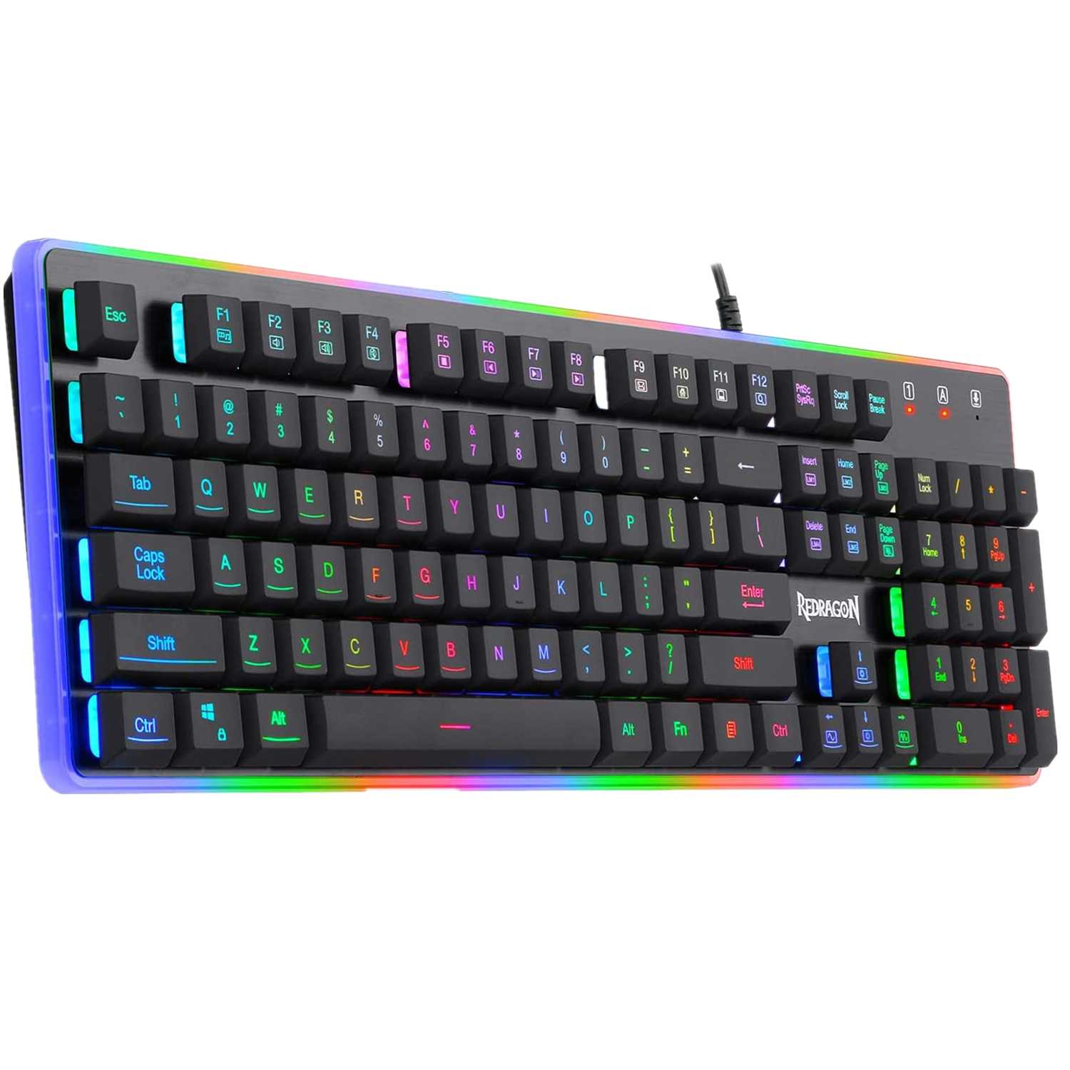 Redragon K509 RGB Gaming Keyboard RGB LED Backlit Illuminated 104 Key Silent Keyboard with Wrist Rest for Windows PC Games