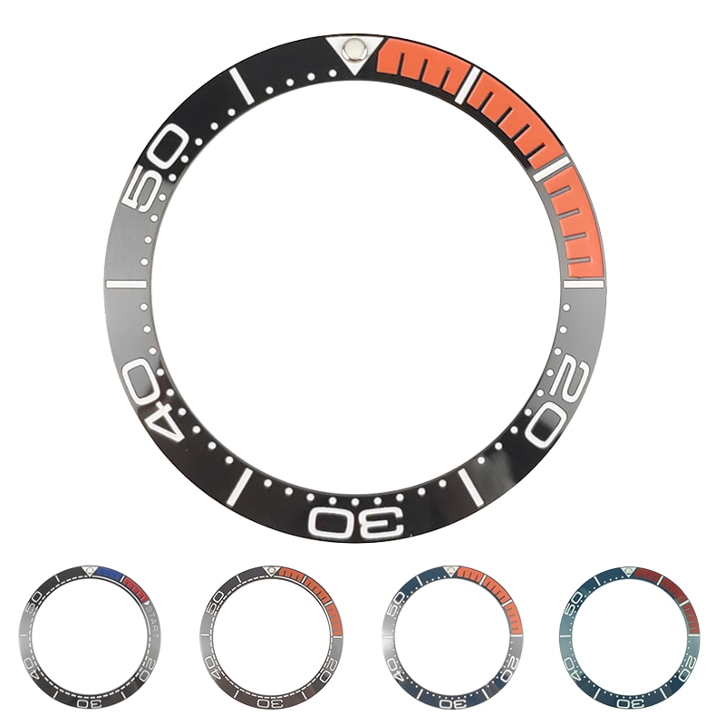 38mm Black/orange Ceramic Bezel Insert For Sea master SKX007 SKX009 Divers Men's Watches Luminous pip