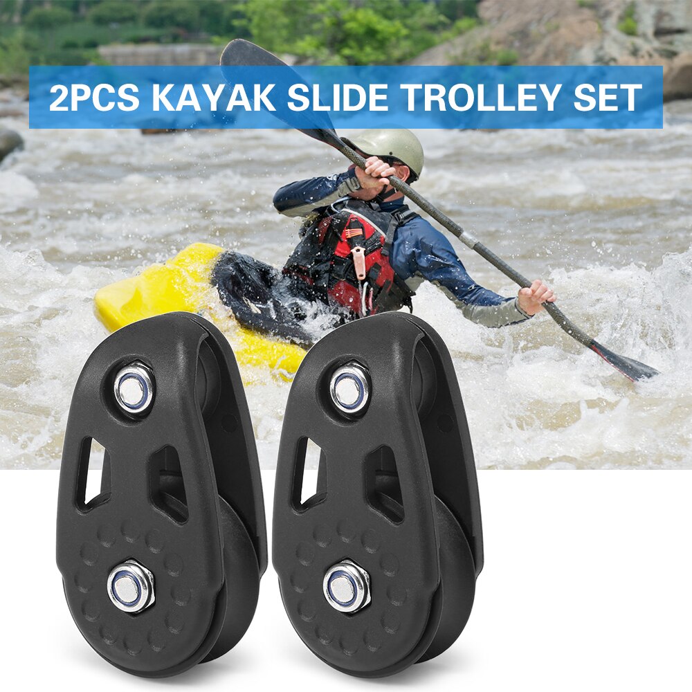 2 PCS Kayak Slide Rail Anchor Trolley Kit Pulley Blocks for Kayak Canoe Boat Quillas Surfboard Fins Surf Leash Surfing