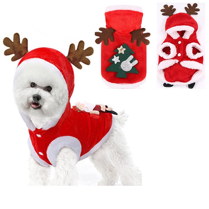 Christmas Party Jacket Coats Dog Clothes Santa Costume Pets Costume Small Dogs Cat Clothing Winter XS-XL