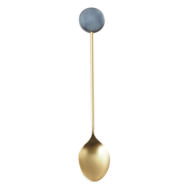 Stainless Steel Coffee Small Stirring Spoon Simple Acrylic Gold-plated Geometric Shape Dessert Spoon: H4