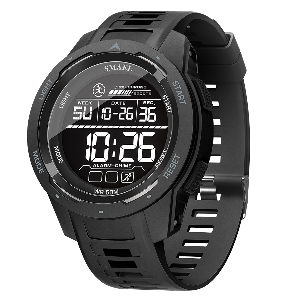 Smael Sport uhren Männer multifunktion Ale Wecker Silikon uhr Chrono Blaulicht Anzeige digitale junge Herren Armbanduhr: Schwarz