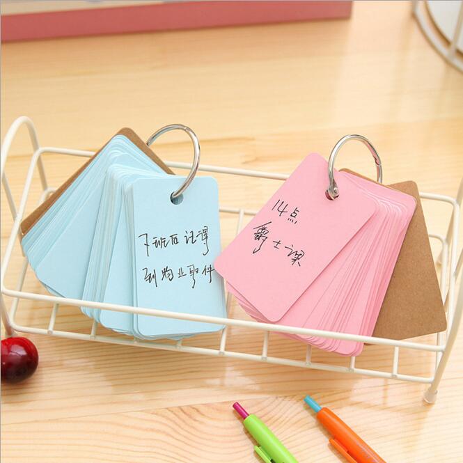 Candy Color 1PC 90 Sheets Pocket Loose Leaf Blank Vocabulary Notebook Mini Memo Note Card Office School Stationery