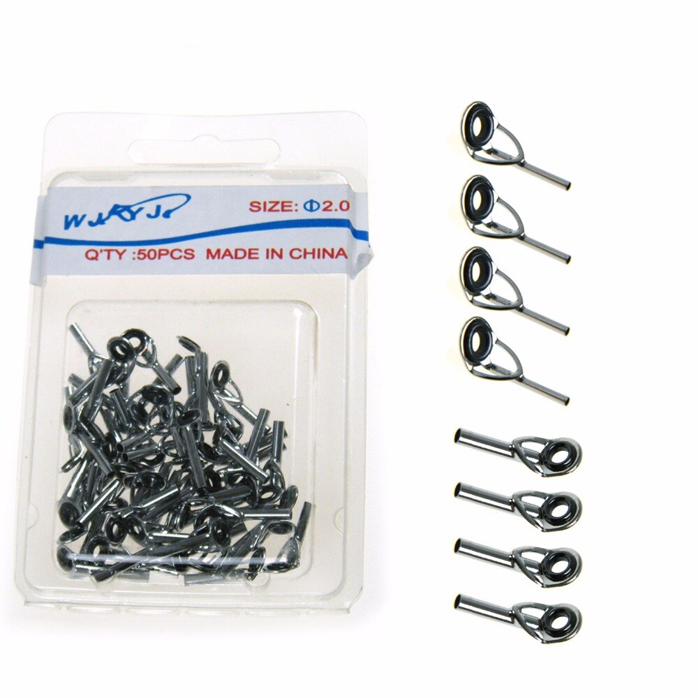 50 Pcs Fishing Rod Guide Guides Tip Tops Replacement Repair Kit 1mm 1.5mm 2mm Stainless Steel &amp; Ceramic Eye Ring Tip Tops Rod