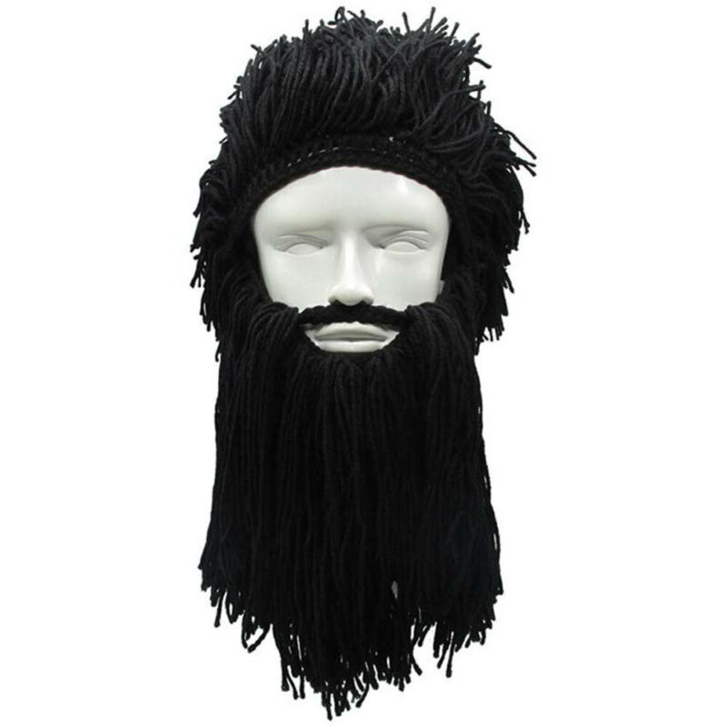 Nyeste mænd strik viking skæg huer vinter varm ski maske overskæg hue hue parykker cosplay diy huer