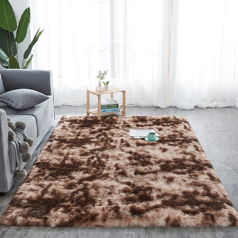 Shaggy tie-dye tæppe trykt alfombra plys gulv fluffy måtter børneværelse imiteret pels område tæppe stue måtter silkeagtige tæpper: G