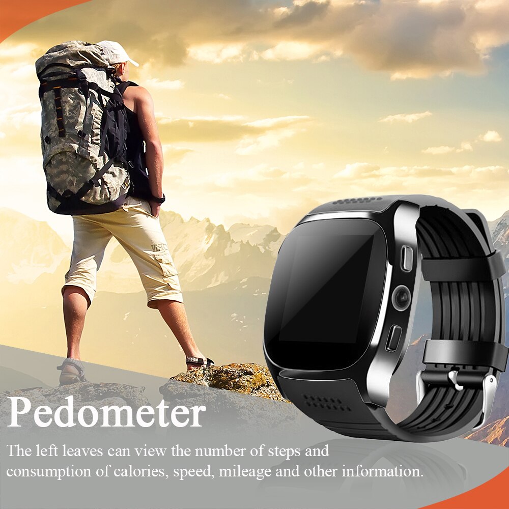 Bluetooth 4.0 T8 Smart Watch Phone Built-In Camera 32MB Memory Space Sync Call Message Pedometer Calorie Counter Sleep Monitor