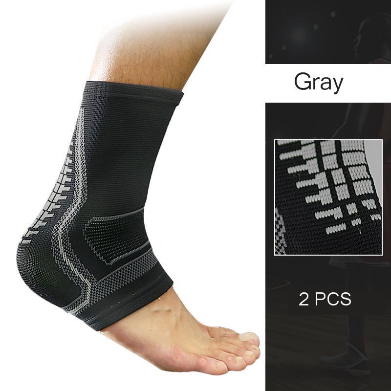 2Pcs Ankle Brace Protector Compression Ankle Support Nylon Elastic Anti Sprain Basketball Soccer Foot Enkel Guard Sport Goods: Gray(2 PCS) / M