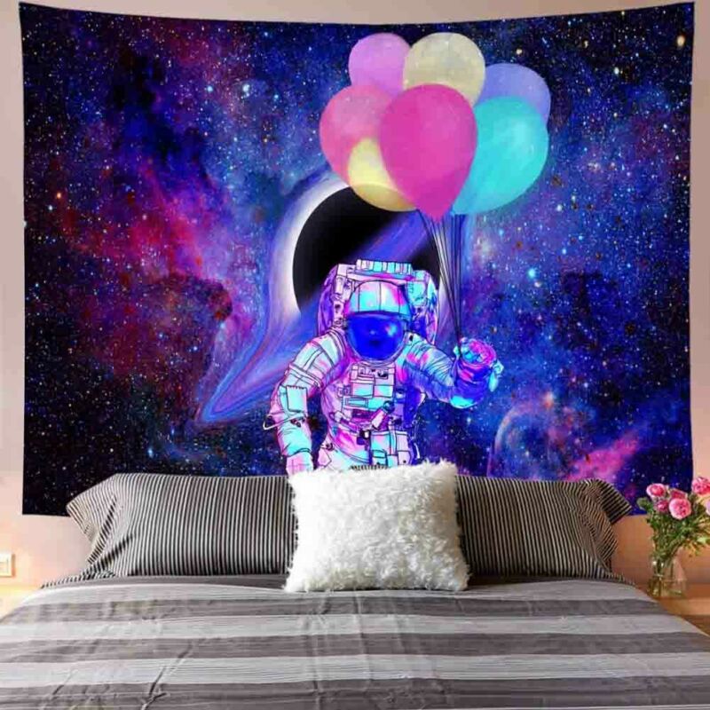 Tapiz de Tela con estampado de astronauta, manta de pared de galaxia psicodélica, Nasas espaciales, , decoración Bohemia
