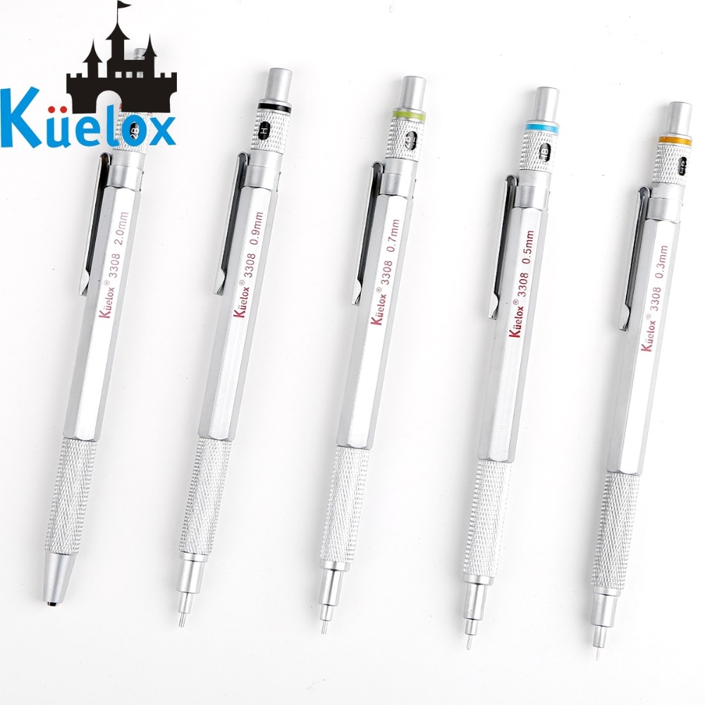 KUELOX Full Metal Mechanical Pencil 0.3/0.5/0.7/0.9/2.0mm Comics Drawing Automatic Pencil Class 1PCS