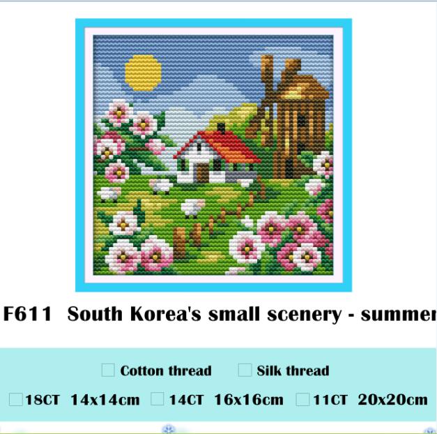 South Korea's small scenery cross stitch kit animal18ct 14ct 11ct count print stitching embroidery DIY handmade needlework plus: Blue / 18ct unprint canvas