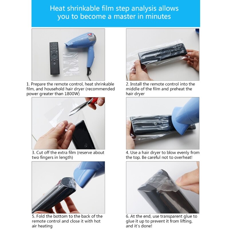 10PCS Shrink Wrap Bags for TV Remote Control Air Condition Video Protective Case