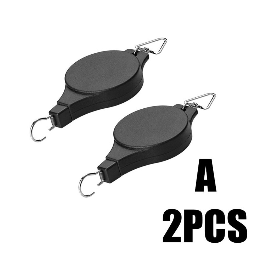 1/2pcs Plant Pulley Retractable Hanger Hanging Planter Flower Basket Pot Hooks Black AC889: A 2pcs