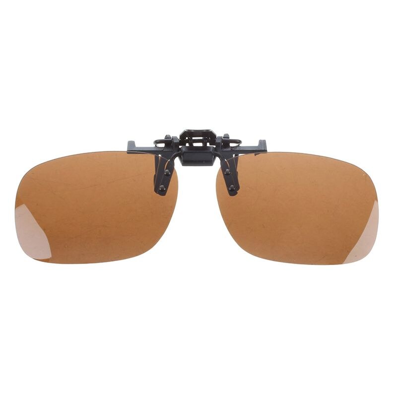 Gafas de sol polarizadas Unisex color marrón oscuro rectángulo abatible hacia arriba con Clip