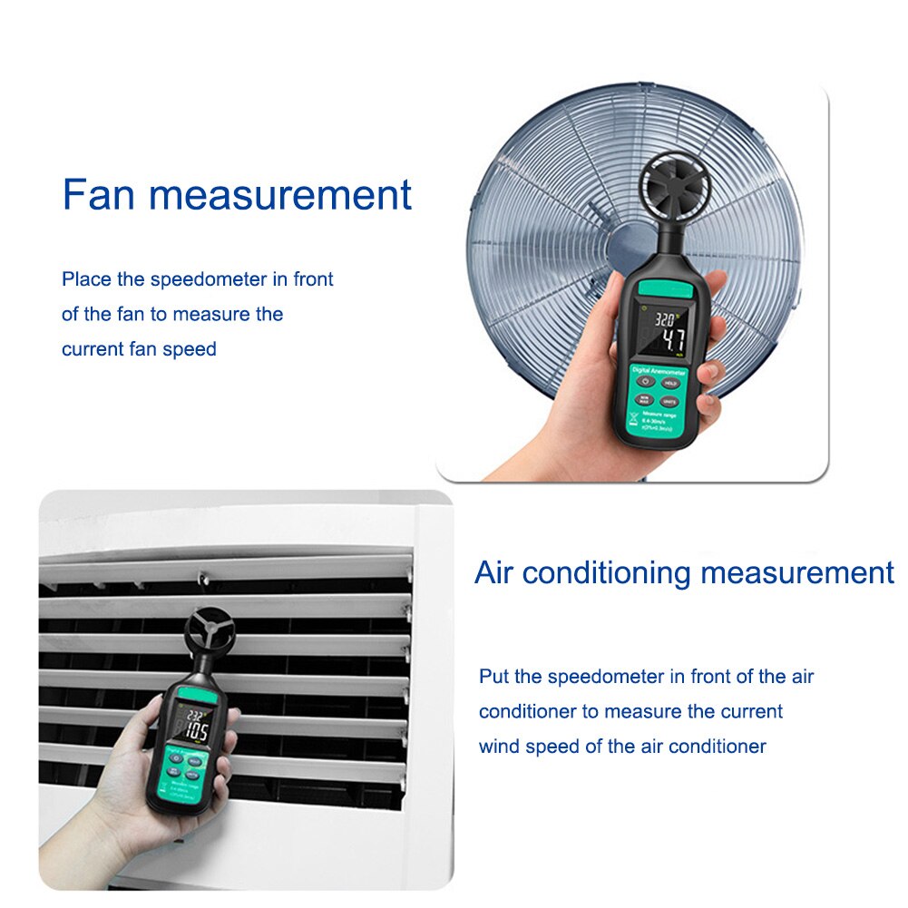Aneng GN301 Digitale Anemometer 0-30 M/s Wind Meter -10 ~ 45C Temperatuur Tester Anemometro Met Lcd backlight Display