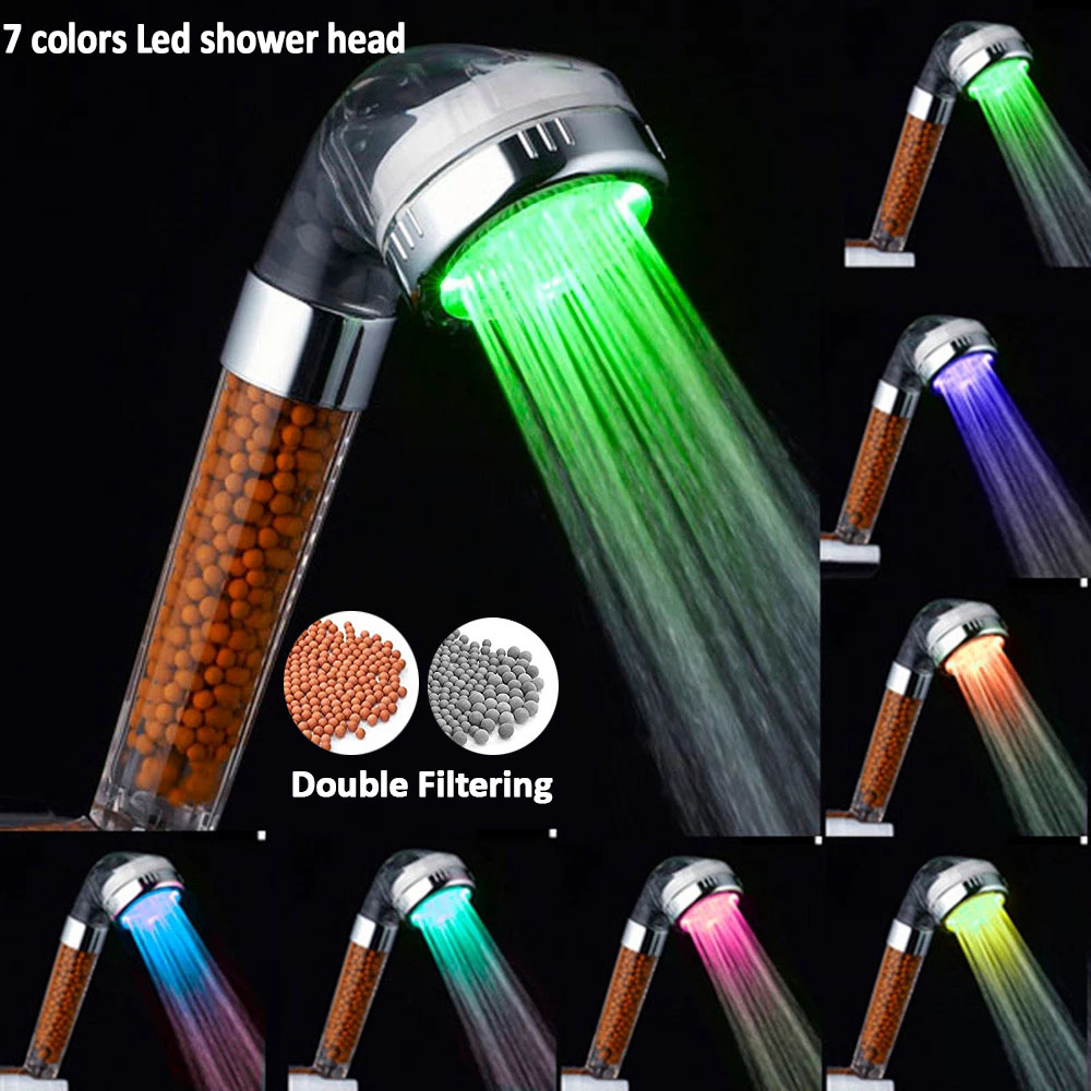 Cabezal de ducha LED de 3/7 colores, luz de ducha LED que cambia automáticamente de Color, cabezal de ducha ahorrador de agua, accesorios de baño: YELLOW