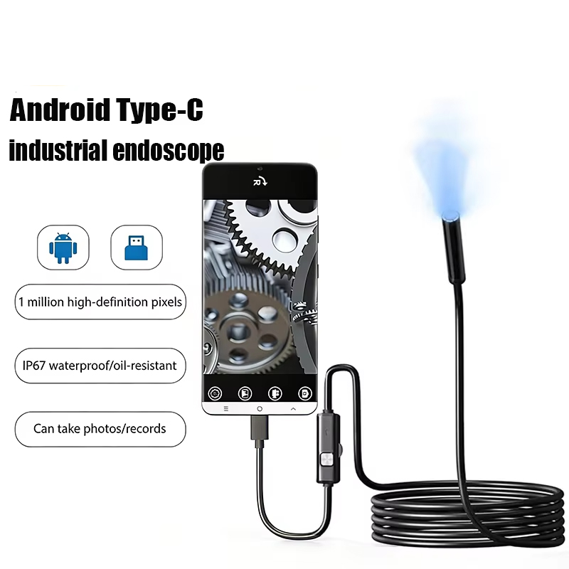 Kamera endoskopowa 7.0MM rodzaj-C, wodoodporna IP67, 6 diod doprowadziło, regulowana, USB, robić inspekcji android, boroskop robić telefonu i komputera.