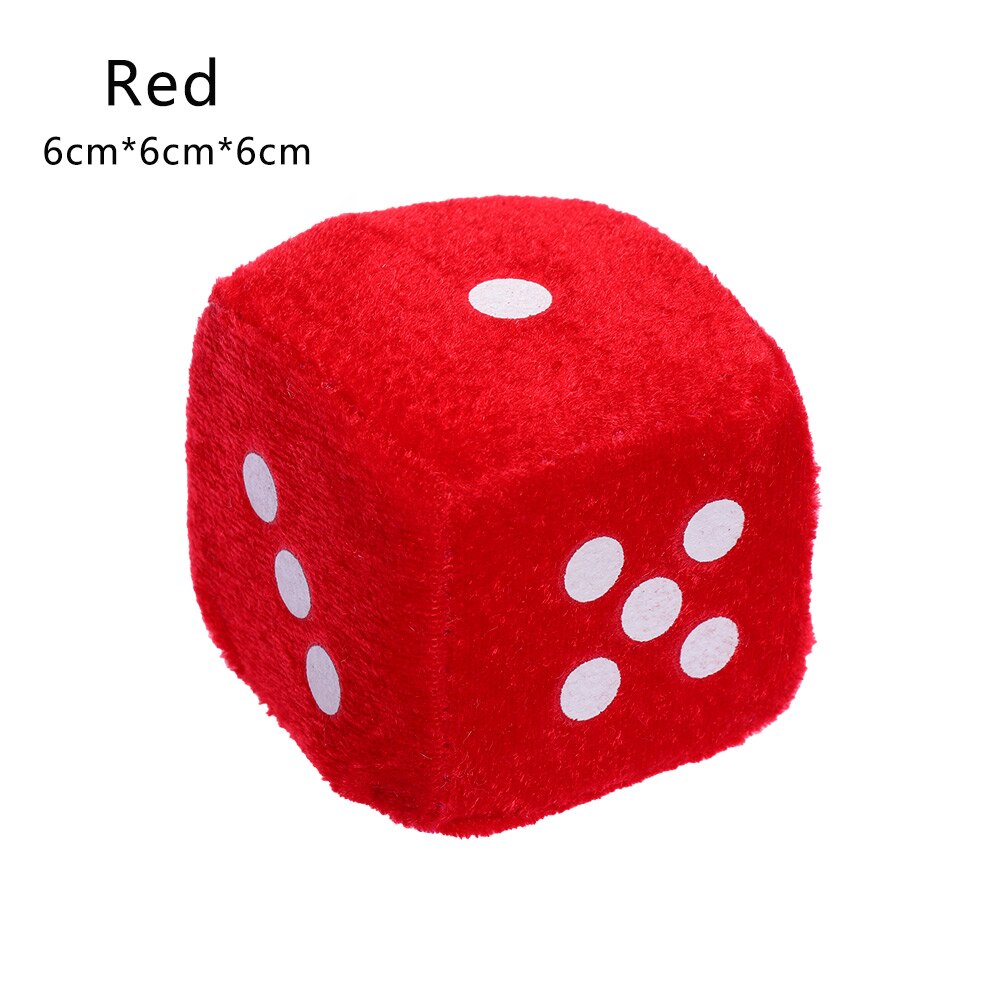 1PC 4 Kleuren Fuzzy Dobbelstenen Auto Spiegel Opknoping String Leuke Stippen Hanger Auto-interieur Decoratie Auto Styling Tools 4 cm/6 cm: Red (6x6x6cm)