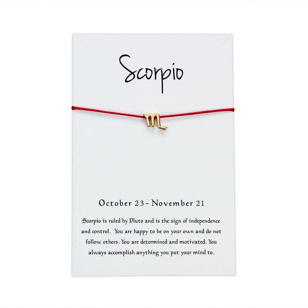 Lucky Eye Sterrenbeeld 12 Constellation Charm Armband Voor Vrouwen Mannen Armband Wish Card Sieraden Goud Kleur CN128: Scorpio
