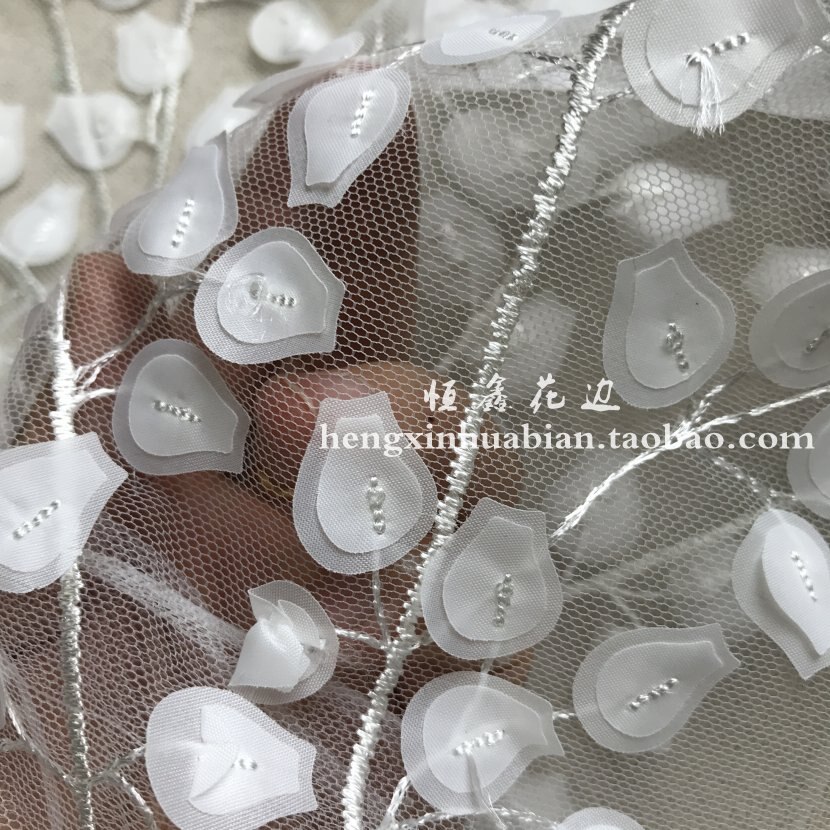 150cm biały 3D ślubna suknia ślubna aplikacja DIY stroik ślubny szalik welon haftowane koronki łatka materiałowa kurtyna darmowa wysyłka