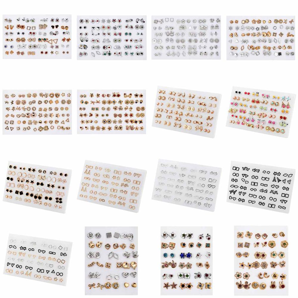 Mode Gemengde Rhinestone Gesimuleerde Pearl Geometrische Dier Hart Bloem Stud Oorbellen Set Voor Vrouwen Meisjes Kids Sieraden