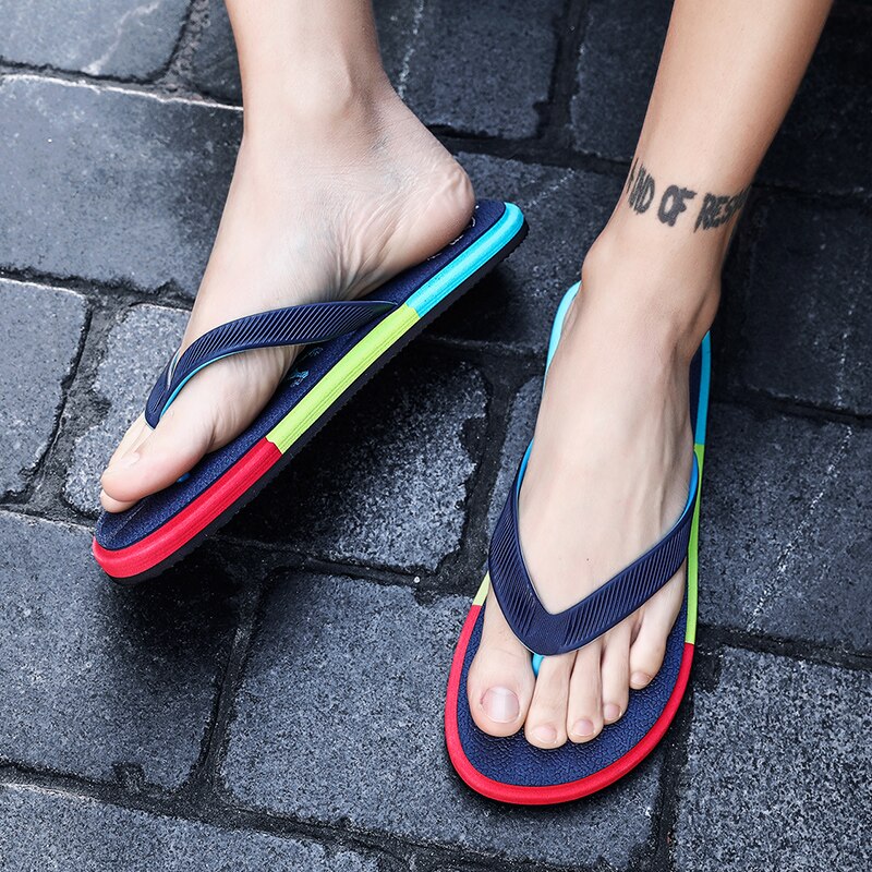 Sommer Regenbogen Blau Männer Hausschuhe aufbringen Druck Nicht Unterhose Herren kippen-Flops Bequeme Müßiggänger Schuhe Zapatos hombre