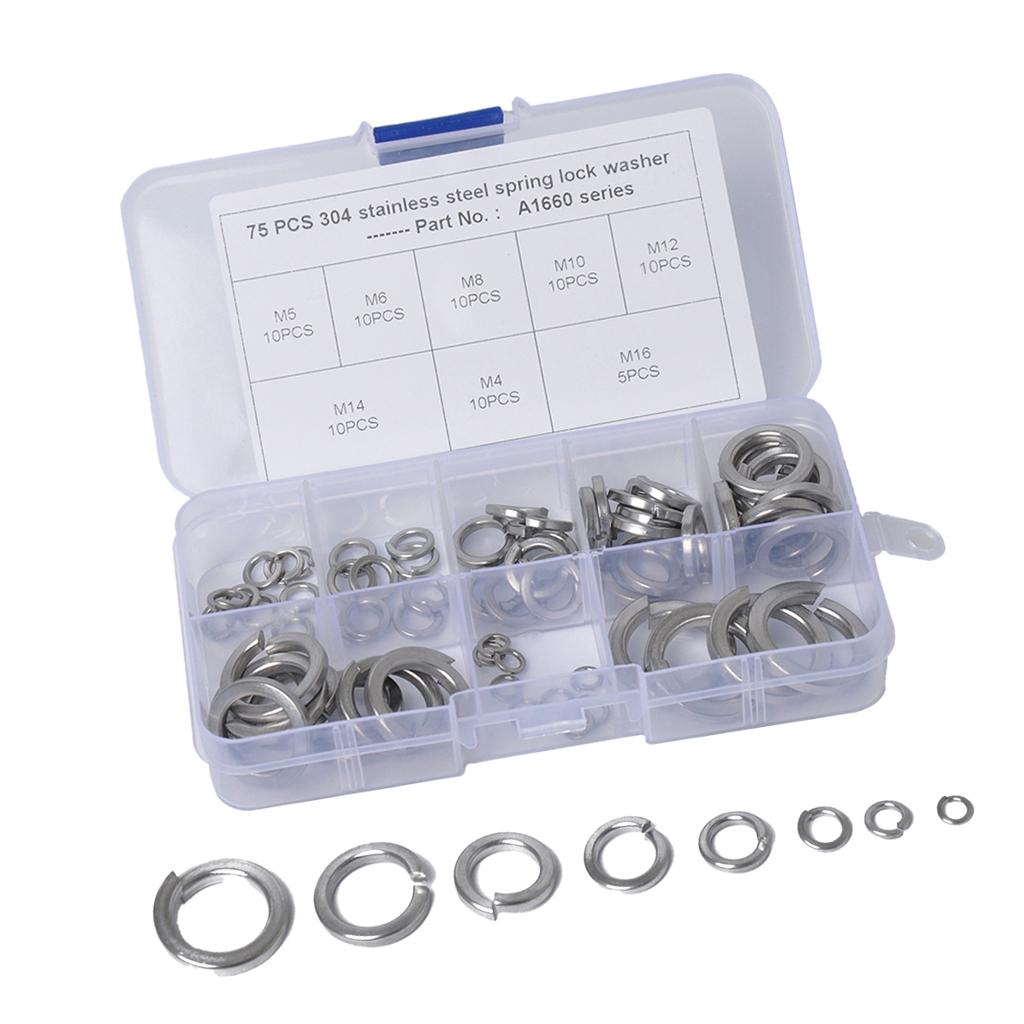 Split Lock Spring Washers - M3//M5/M6/M8/M10/M12/M14/M16 - Stainless Steel