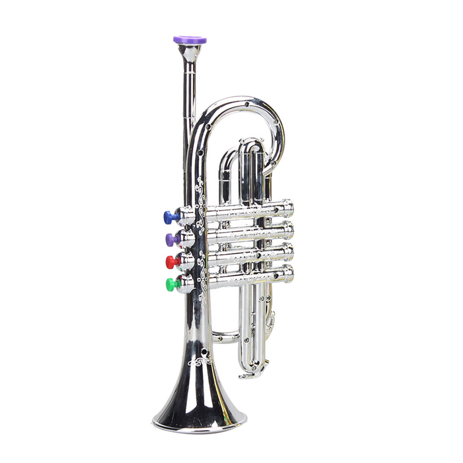 Mini Instruments de trompette, jouet Musical métallique pour enfants de 3 ans et plus: 4 Tones Silver