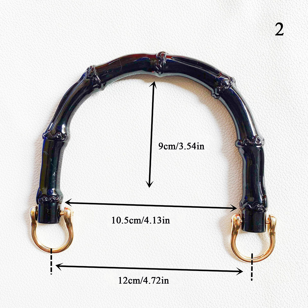Tote Handle Woven Bag Accessory Woven Bag Handle Imitate Bamboo Bag Strap Box Handle Plastic Bag Handle With D Buckle DIY Black