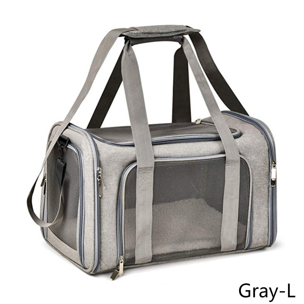 Portable Dog Carrier Bag Portable Dog Backpack With Mesh Window Airline Approved Small Pet Transport Bag Carrier For Dogs: B-Gray-L