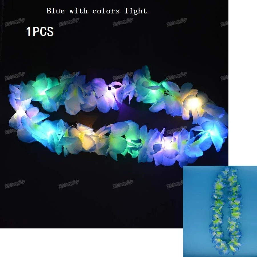 1 Uds. Collar de Lei de flores iluminadas hawaianas para mujer y niña, guirnalda de Hula, disfraz hawaiano de boda, Tropical Luau Glow: Verde oliva