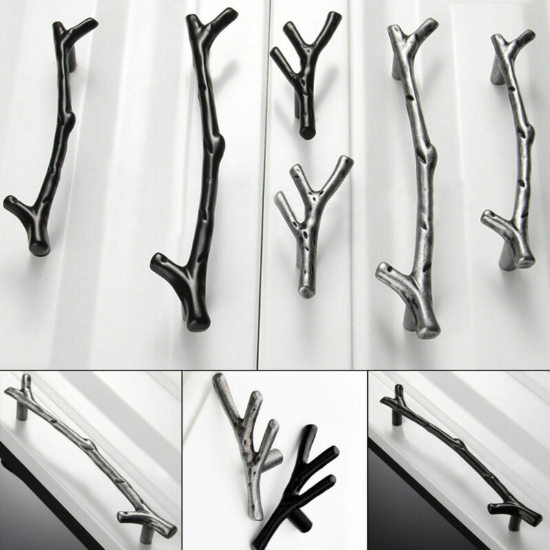 Manija de muebles de rama de árbol de 96mm 128mm negro plata bronce gabinete de cocina manijas tiradores cajón tirador de puerta herrajes