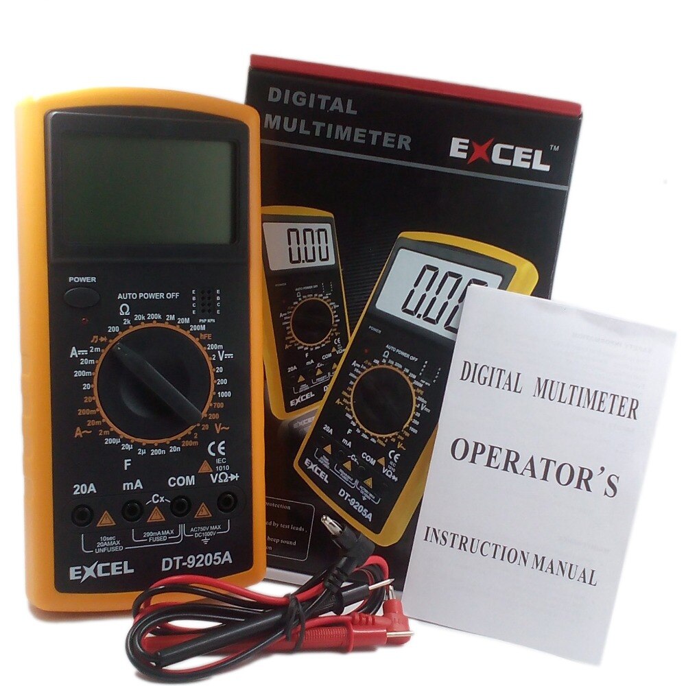 Digital Multimeter Multimetro Ammeter Voltmeter Multitester Capacitance Resistance Tester Meter EXCEL DT9205A