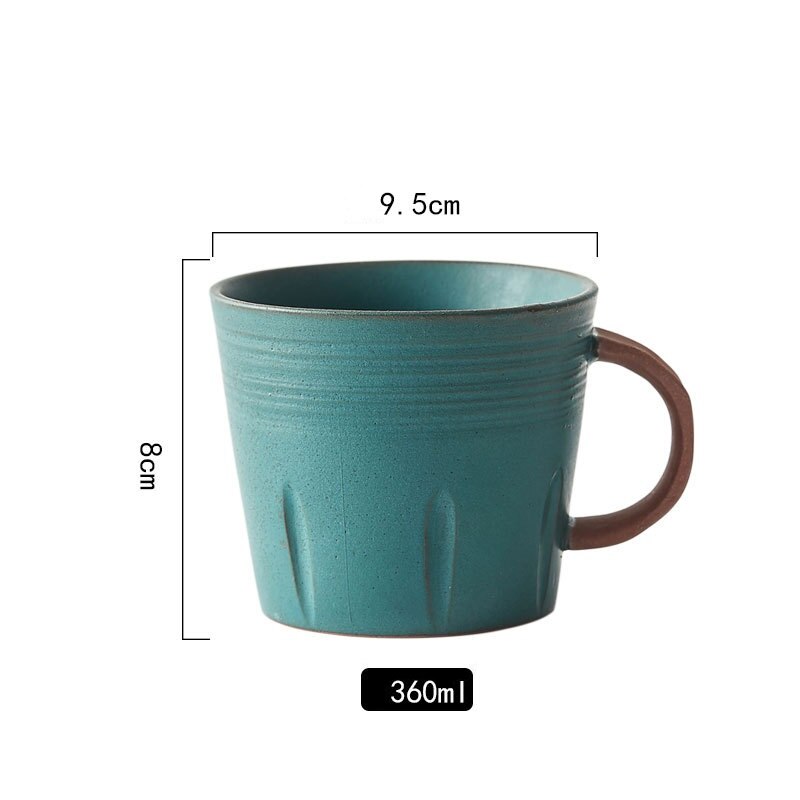 Raw Clay Coffee Mug 360ml Original Ceramic Coffee Mug Simple: green
