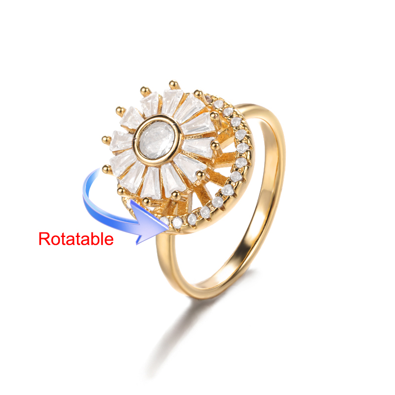 Four Clover Rotating Anxiety Rings for Women Gold Color Adjustable Stainless Steel Wedding Ring Aesthetic Jewelry anillos: ROYAL BLUE