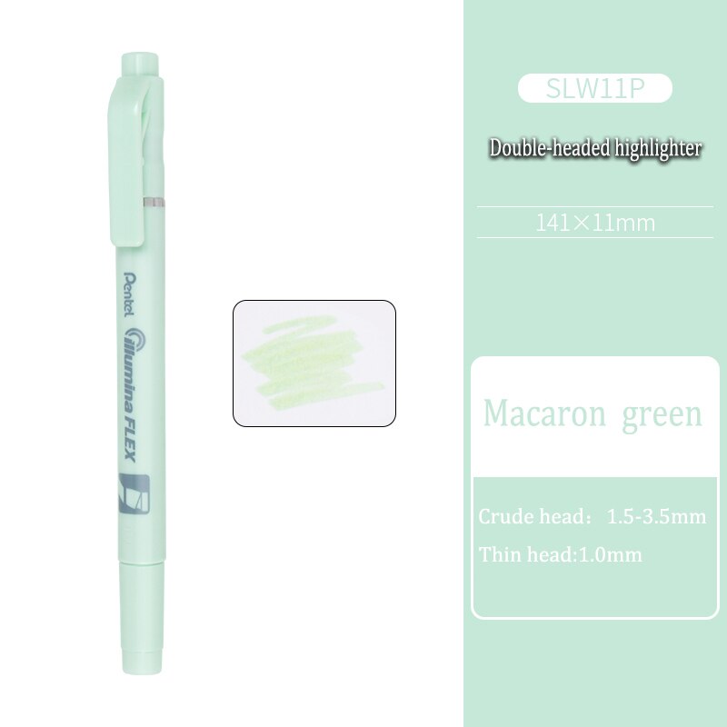 Resaltador de línea recta de doble cabeza SLW11, color rosa macaron, texto de alto brillo, annotati, 8 Uds.: Macaron green