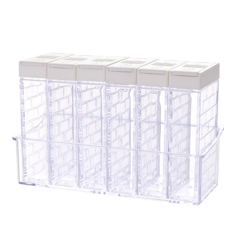 Juego de condimentos de cocina para el hogar, tarro transparente, rociador de especias, contenedor de almacenamiento, botella de comino: W6pcs BASE