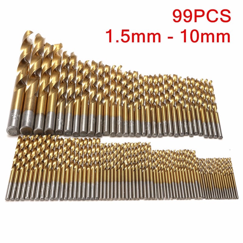 50/99pcs Titanium HSS Drill Bits Coated Stainless Steel HSS High Speed Drill Bit Set For Electrical Drill Tools