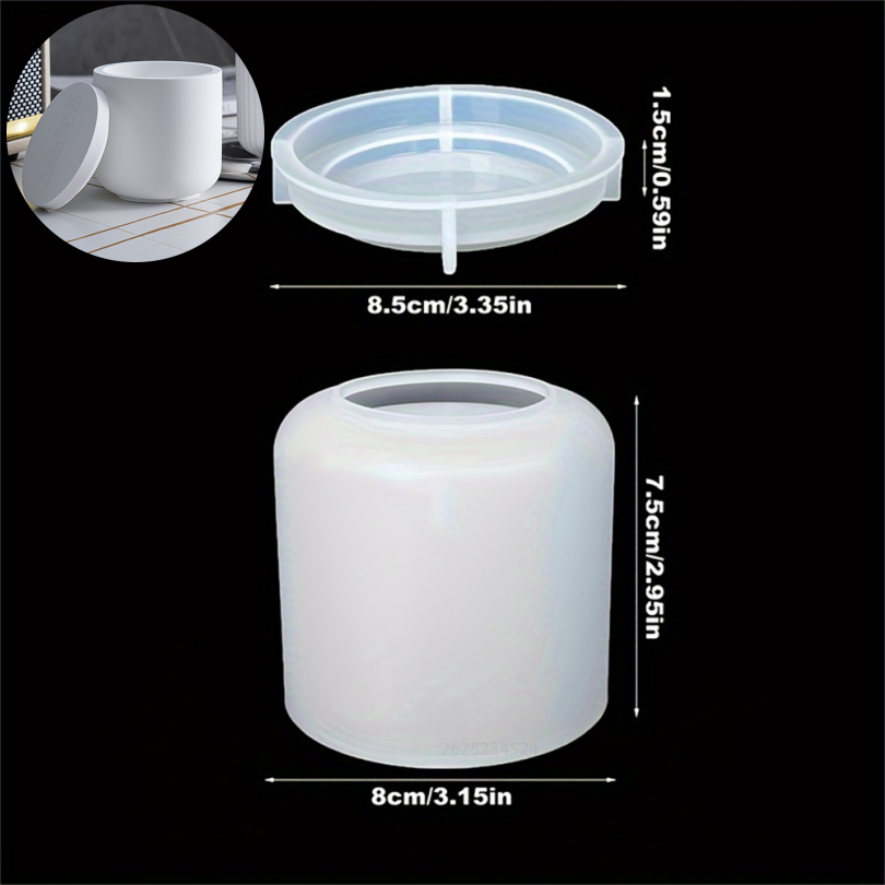 3D Circular Candle Jar Mold, DIY Concrete Circular Bottle Making Mold, Used To Store Candle Holders, Jewelry Boxes, And Vases: light yellow