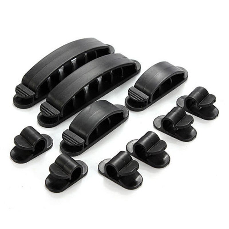 10pcs Self-adhesive Wire Tie Cable Cord Wire Line Organizer Plastic Clips Ties Fixer Fastener Holder for Car Desk