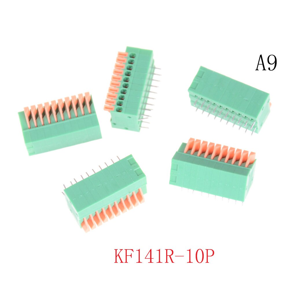 5 uds JETTING 2/3/4/5/6/7/8/9/10P KF141R KF141V 2,54mm conectores de paso PCB resorte bloque de Terminal verde de cobre flexible