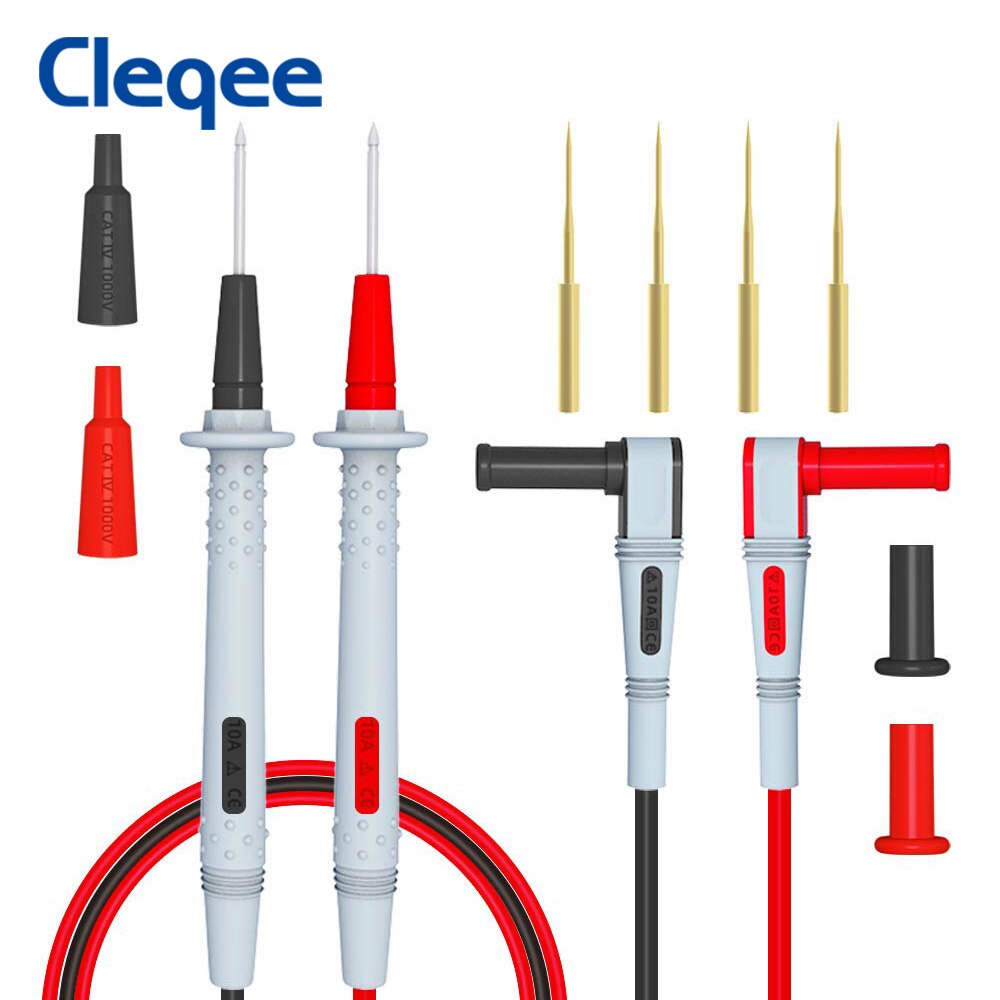 Cleqee P1505B 1000V/10A 150cm Universal Double Silicone wrap with Sharp Needle multimeter probe test lead for Digital Multimeter