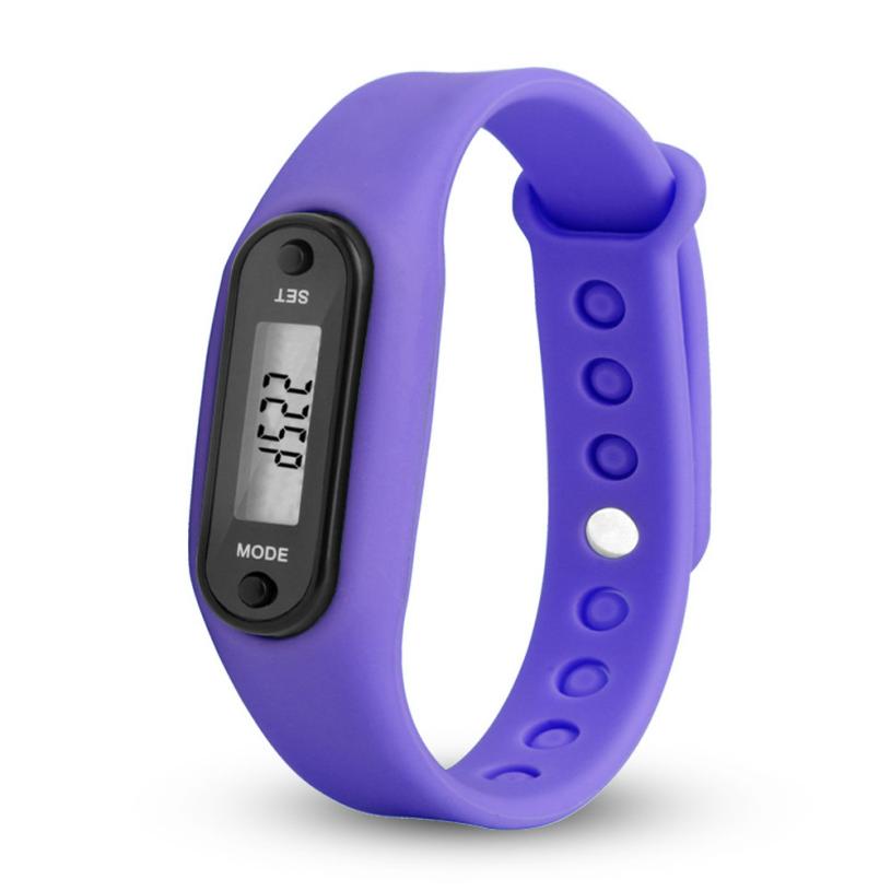 Unisex LCD Run Step Watch Bracelet Pedometer Calorie Counter Digital Measuring Walking Distance Life waterproof Watches: Purple