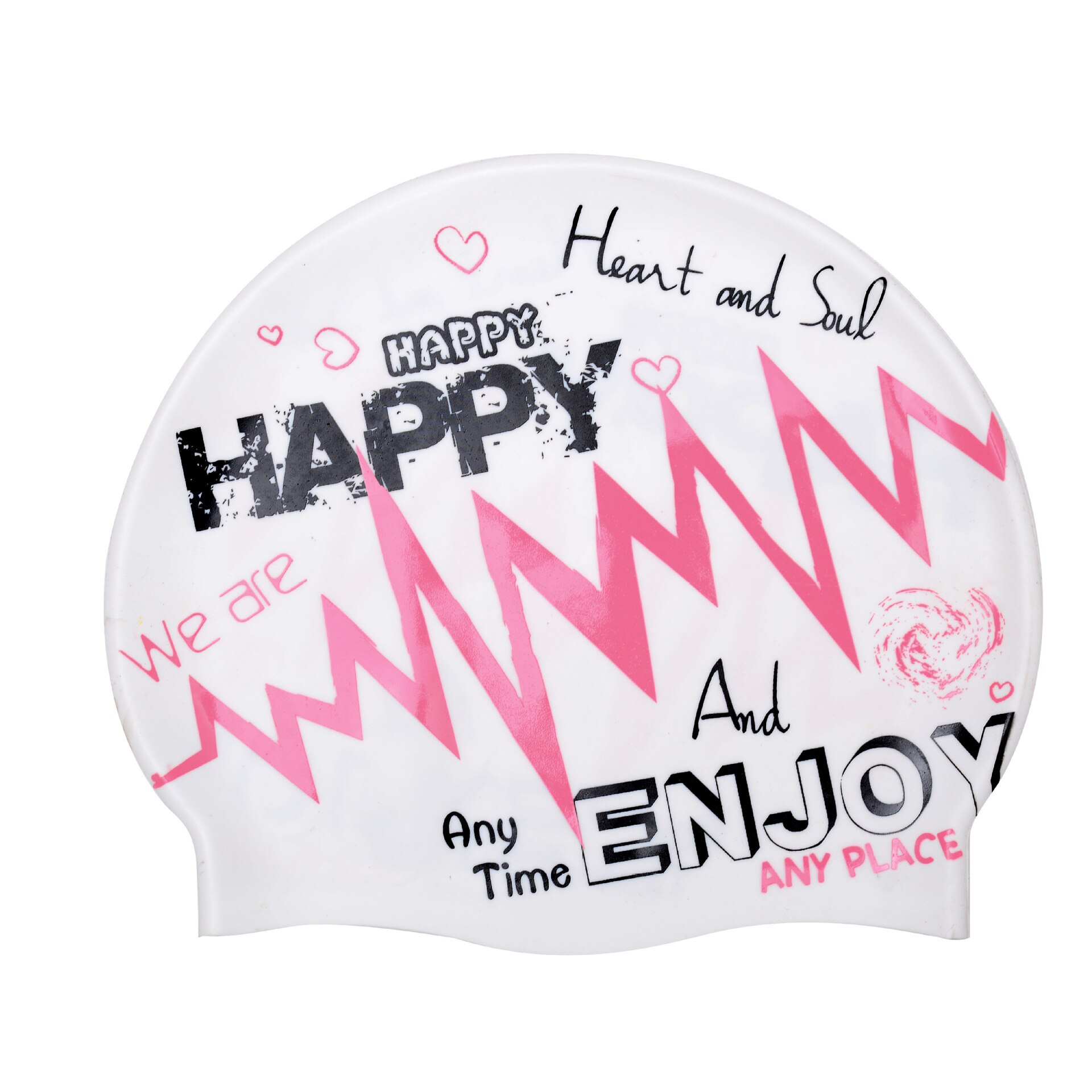 Swimming Cap Silicone Rubber Graffiti Ear Protection Supplies Diving Hood Bathing Shower Accessories Pool Hijab Hat: White