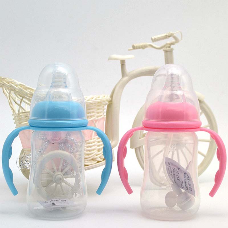 120ml nappflaska pp flaska med handtag standard kaliber amningsflaska bröstmjölksflaska nippel