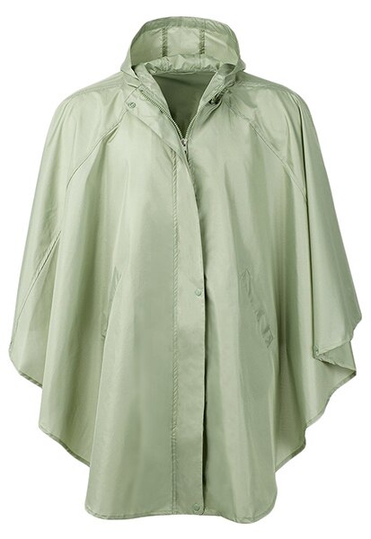 Stilfuld #39 vandtæt regnfrakke regnponcho trenchcoat med hætte til vandre- og cykelture: Wasabi grøn
