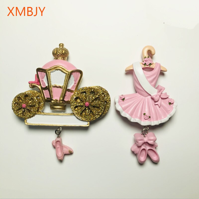 3D Refrigerator Magnets Angel Princess Carriage Fridge Magnet Magnet Girl Ballet Skirt Decorative Magnetic Message Sticker