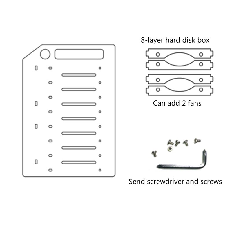 Rack SSD multistrato per Organizer per disco rigido da 3.5 &quot;scatola per disco rigido con staffa per desktop esterna trasparente con spazio per ventole: 8