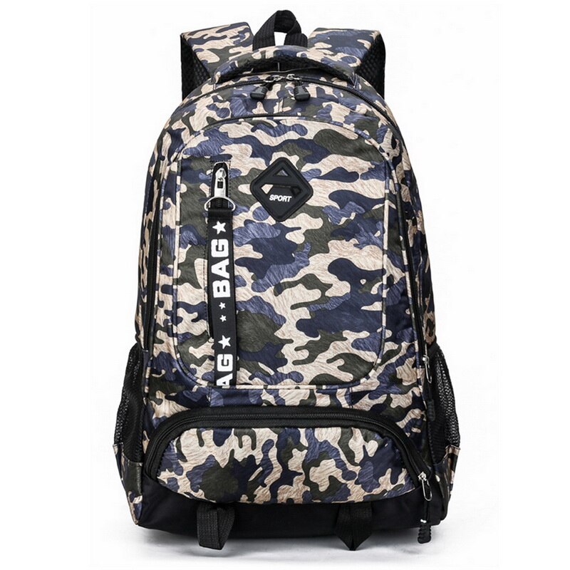 Mode Mannen Rugzakken Reis Waterdichte Rugzak Student Boek Tas Grote Capaciteit Camouflage Leisure Travel Rugzak Blauw Grijs: Brown