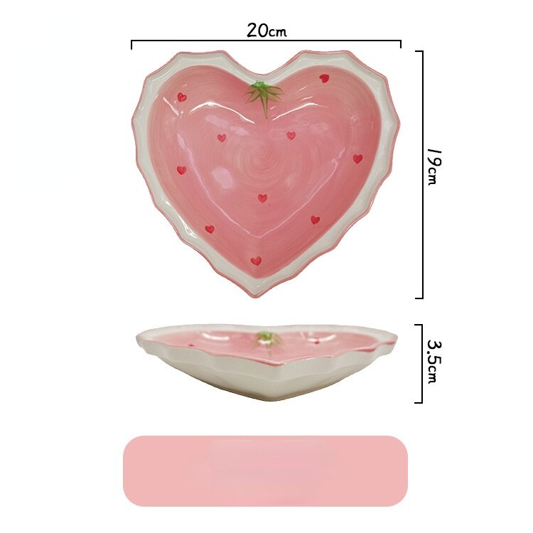 Ceramic Pink Strawberry Decorative Plate Jewelry Dish Plate Living Room Office Decoration Tableware Breakfast Bowl Home Decor: C
